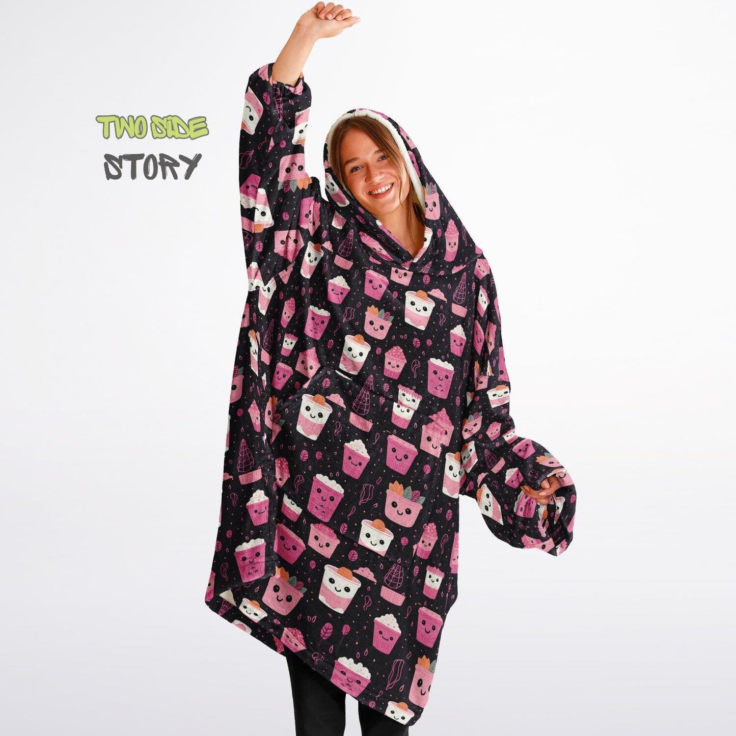 Unisex Cute Kawaii Halloween Print Snug Hoodie,Printed Hooded Blanket with Sleeves, Lounge Wear, Novelty Gifts, Birthday Gift,Christmas Gift