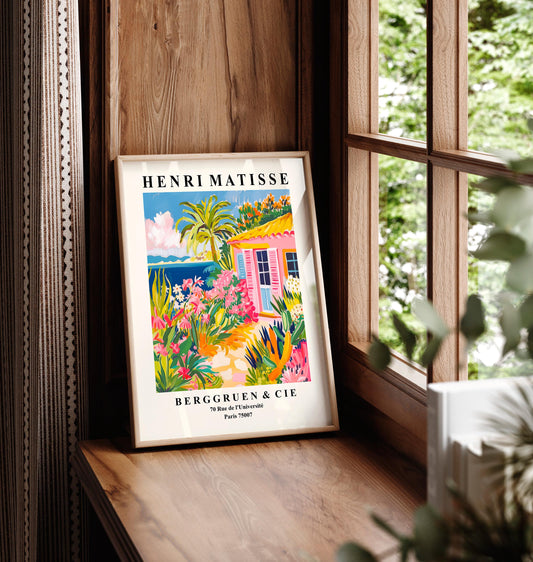 Beach house decor, Mid century modern poster, Pink dopamine art, Maximalist Matisse poster
