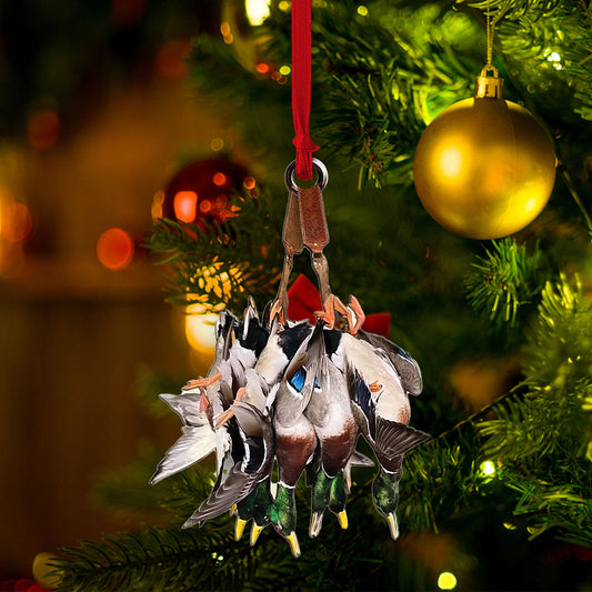 Duck Hunting Flat Ornament, Hunting Rearview Mirror Car Accessories, Hunting Christmas Ornament, Xmas Gift for Dad, Husband, Hunting Lover