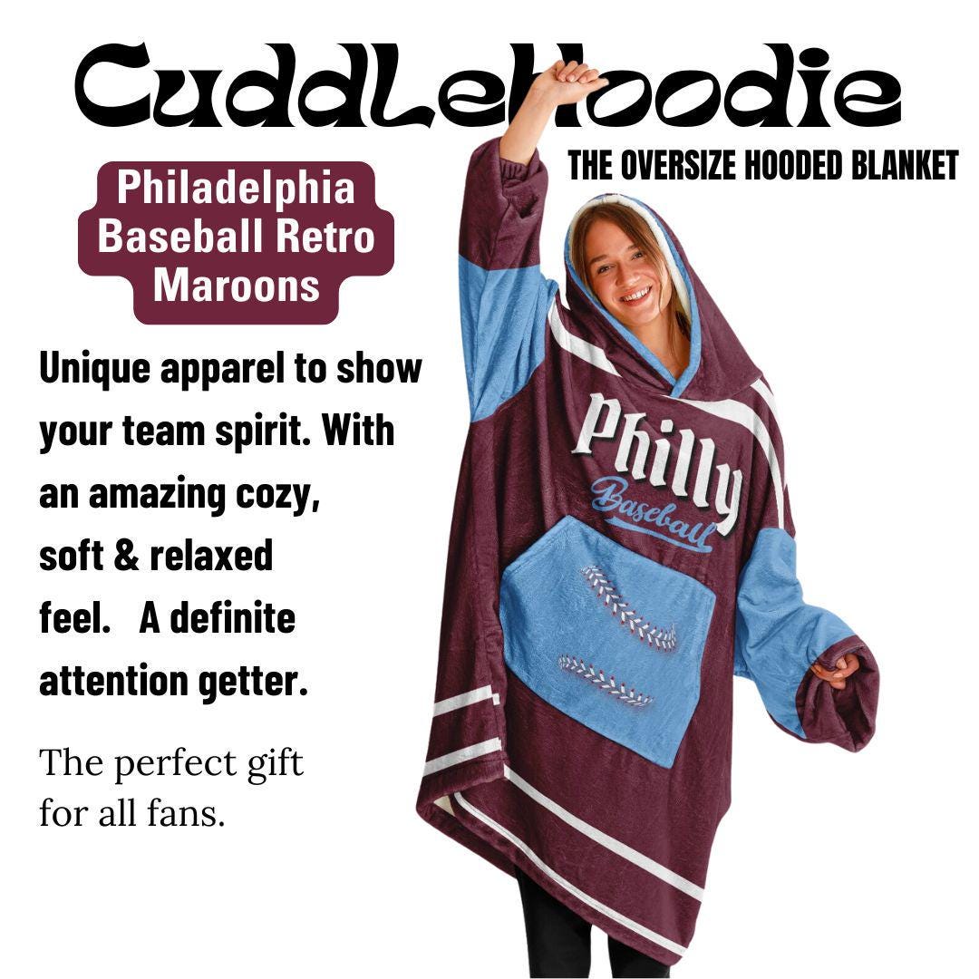 Philly Baseball Retro Maroon Cuddle Hoodie Blanket