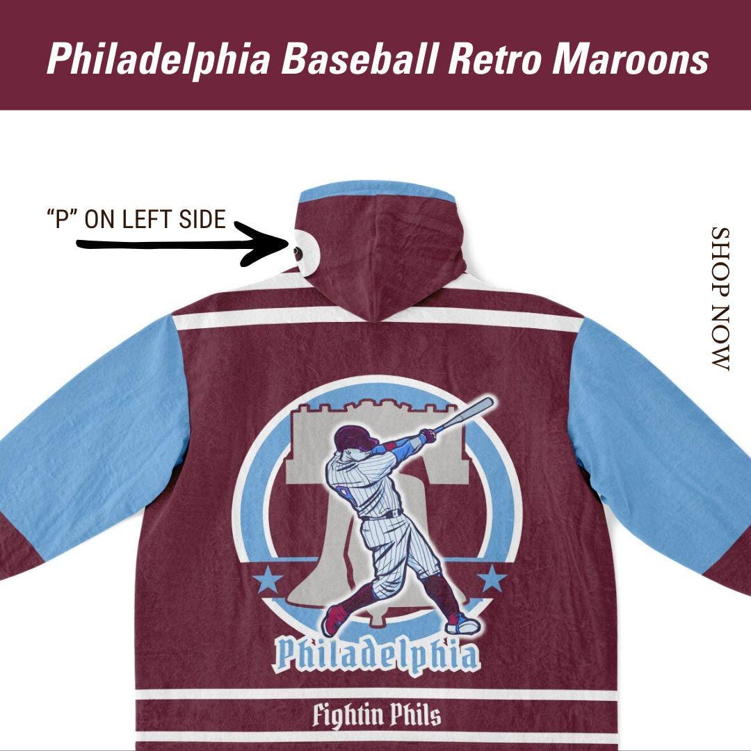 Philly Baseball Retro Maroon Cuddle Hoodie Blanket