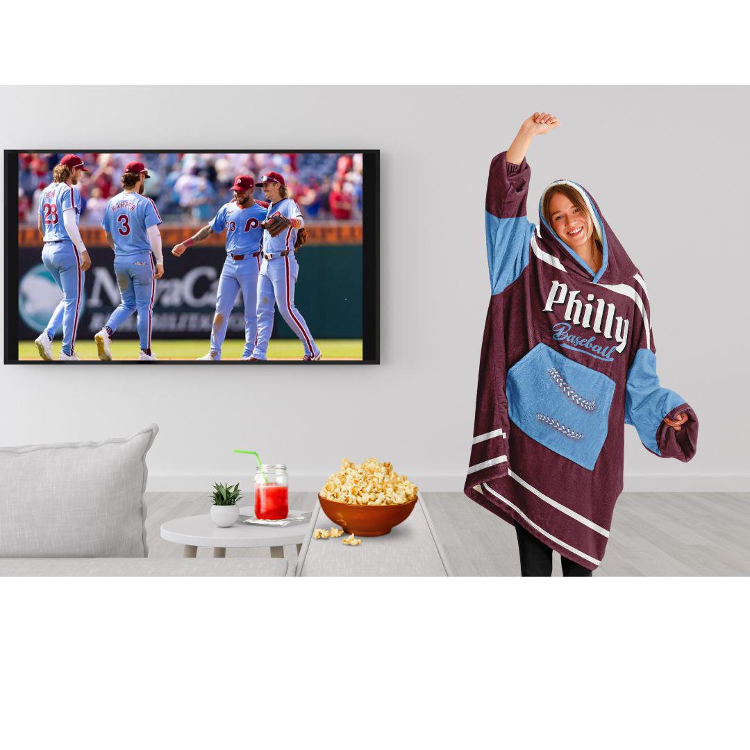 Philly Baseball Retro Maroon Cuddle Hoodie Blanket