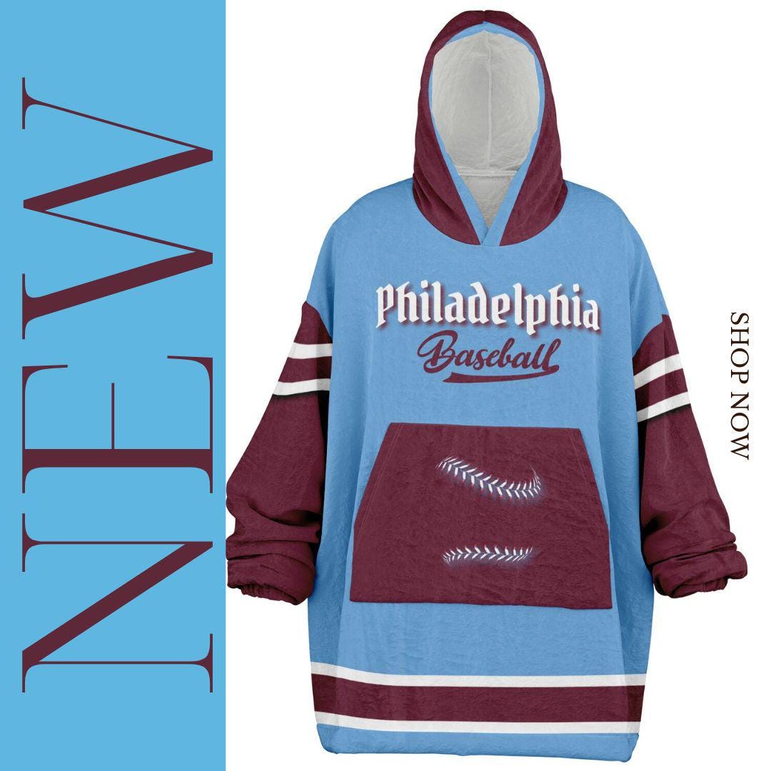 Philadelphia Baseball Oversized Cuddle Hoodie: Retro Powder Blues Blanket