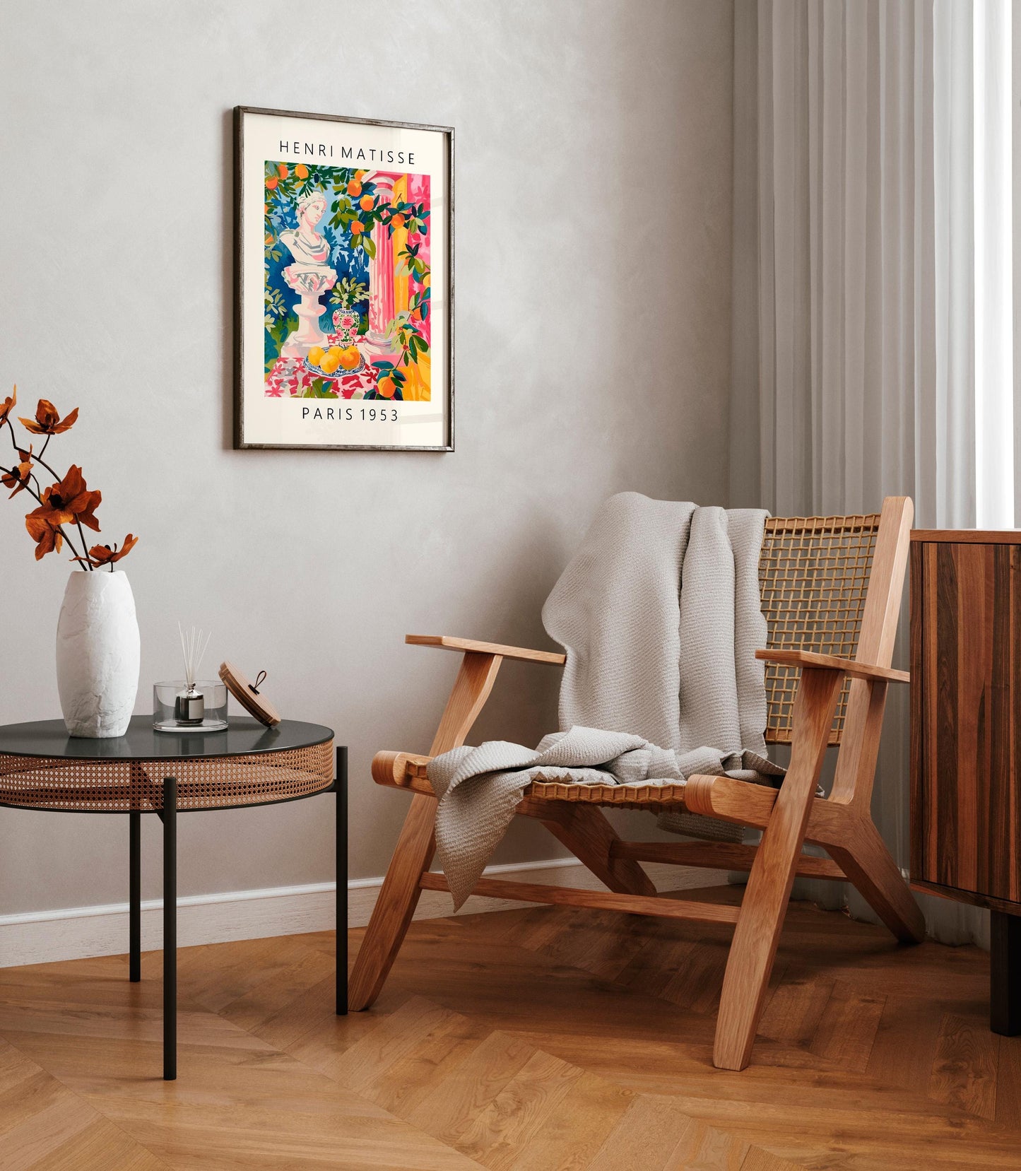 Matisse Inspired Greek Statue Print: Pink Tropical Art