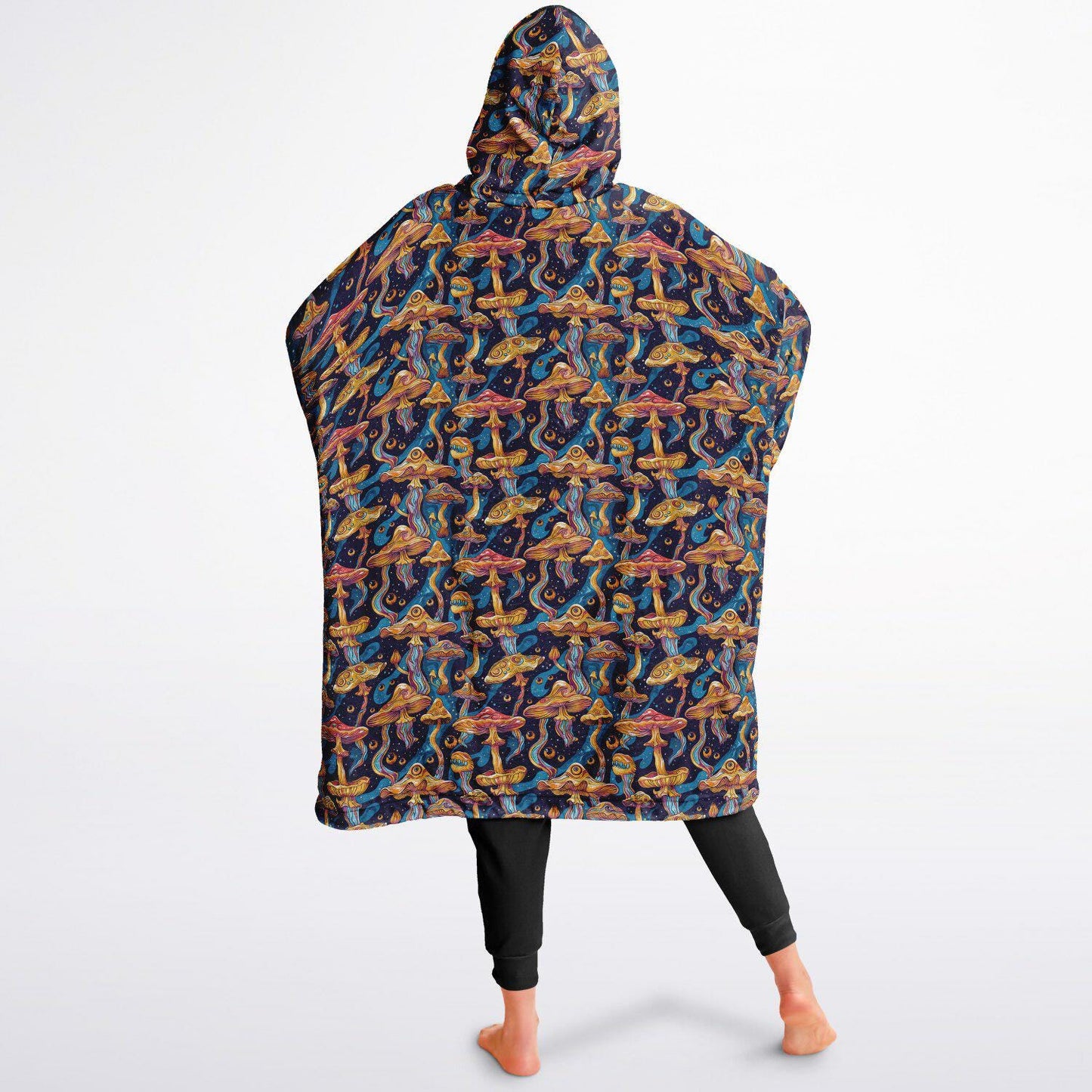 Psychedelic Trippy  Magic Mushrooms Reversible Snug Hoodie, Pullover Hood Blanket Sleeves, Lounge Wear,Fun Christmas Gifts, Festival Clothes