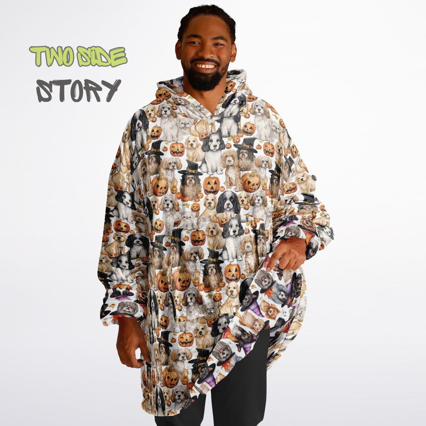 Fun Halloween Print Snug Hoodie,Printed Hooded Blanket,Blanket Sleeves,Lounge Wear, Novelty Birthday Christmas Gifts for Him, Gift for Her