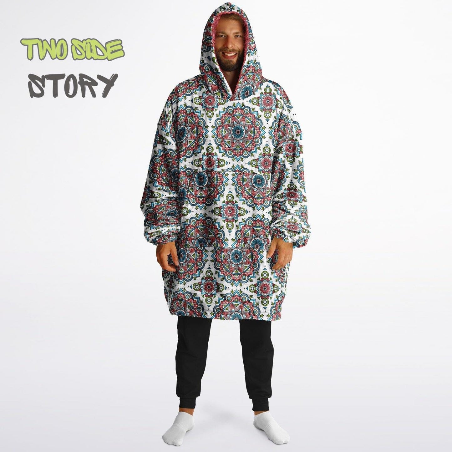 Mandala Print Reversible Snug Hoodie,Hooded Blanket,Blanket Sleeves,Lounge Wear,Novelty Birthday Christmas Gifts,Gift for Her,Gift for Yogi