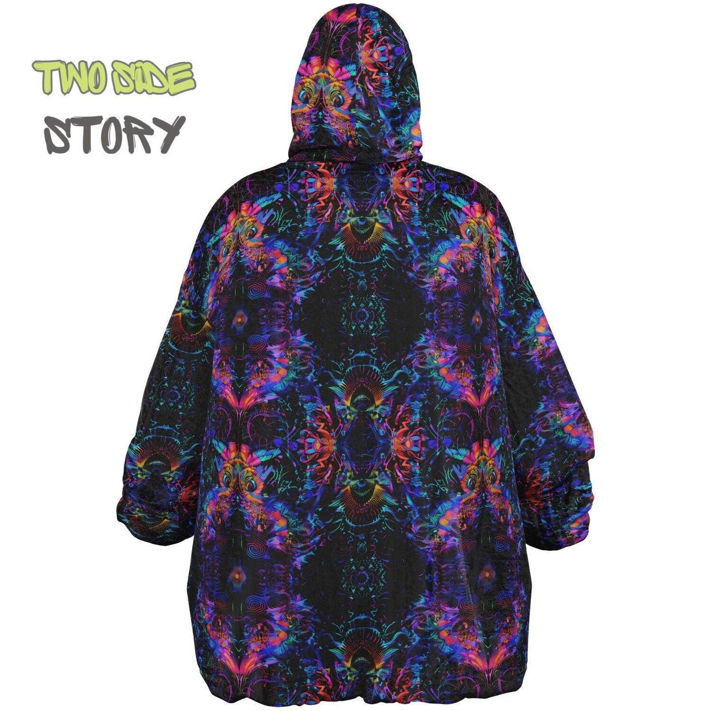 Psychedelic Spiral Trippy Print Reversible Snug Hoodie,Hooded Blanket with Sleeves,Lounge Wear, Novelty Birthday Christmas Gifts for Him Her