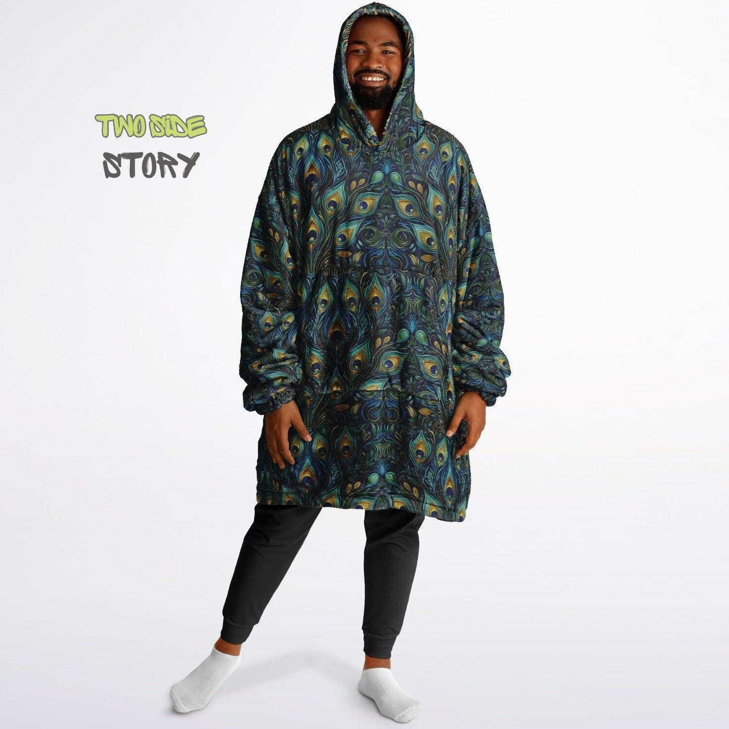 Psychedelic Trippy Print Reversible Snug Hoodie,Hooded Pullover Blanket Sleeves,Lounge Wear, Novelty Birthday Christmas Gifts for Him Her