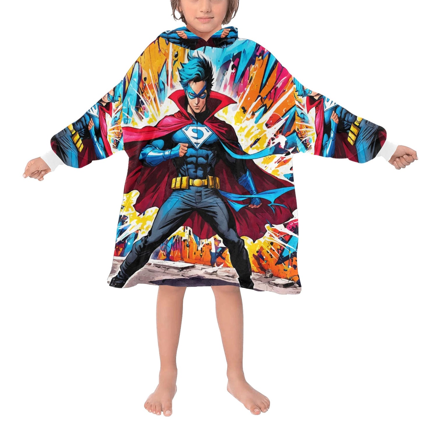 Kids Blanket Hoodie Superhero Hero