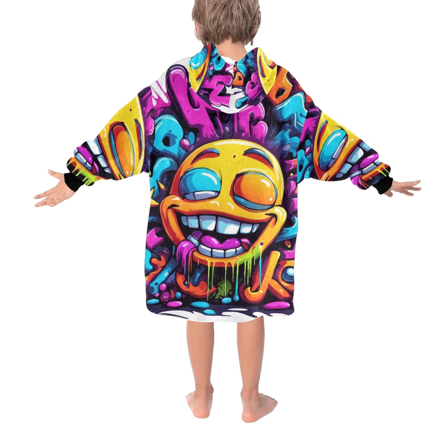 Kids Blanket Hoodie Comics Art Graffiti Emoji Cartoon