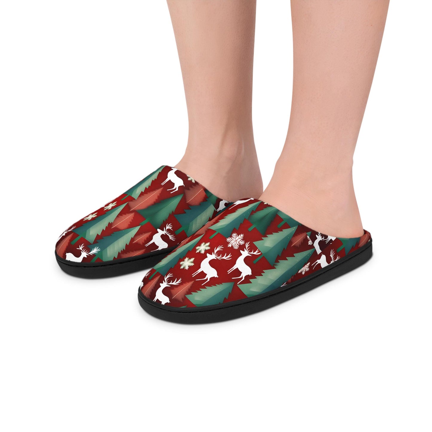 Men'sslipper Nordicchristmas Men's IndoorSlippers Christmascolor Red ChristmasTree Green Reindeerdesign Christmassnowflakes Rusticchristmas