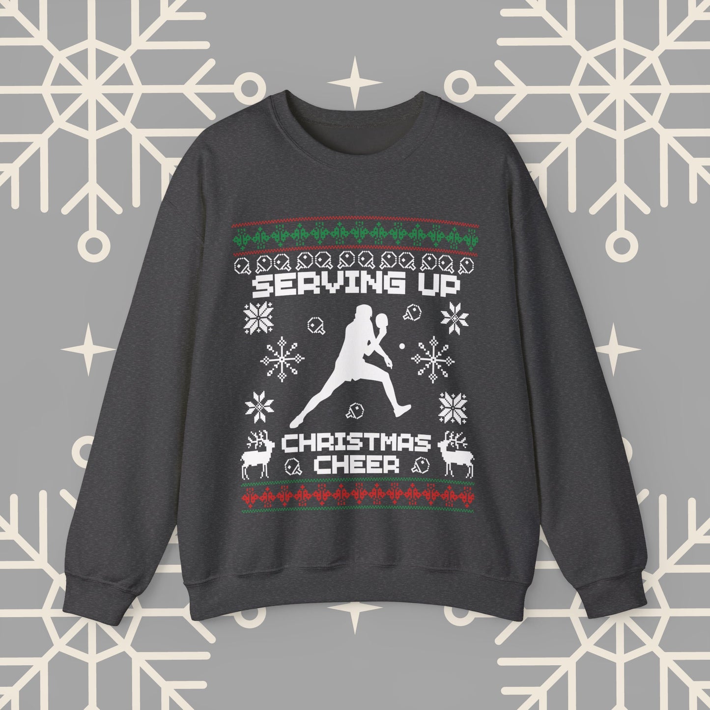 Ping Pong Ugly Christmas , Serving Up Christmas Cheer Sweatshirt, Table Tennis Holiday Jumper, Ping Pong Gifts