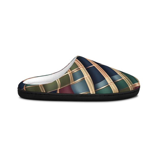 Men's Indoor Slippers MensGift Men's TartanPlaid IndoorSlipper HouseShoes Anti-Skid RubberSoles NavyBlue ForestGreen Goldtouch Giftfor Dad
