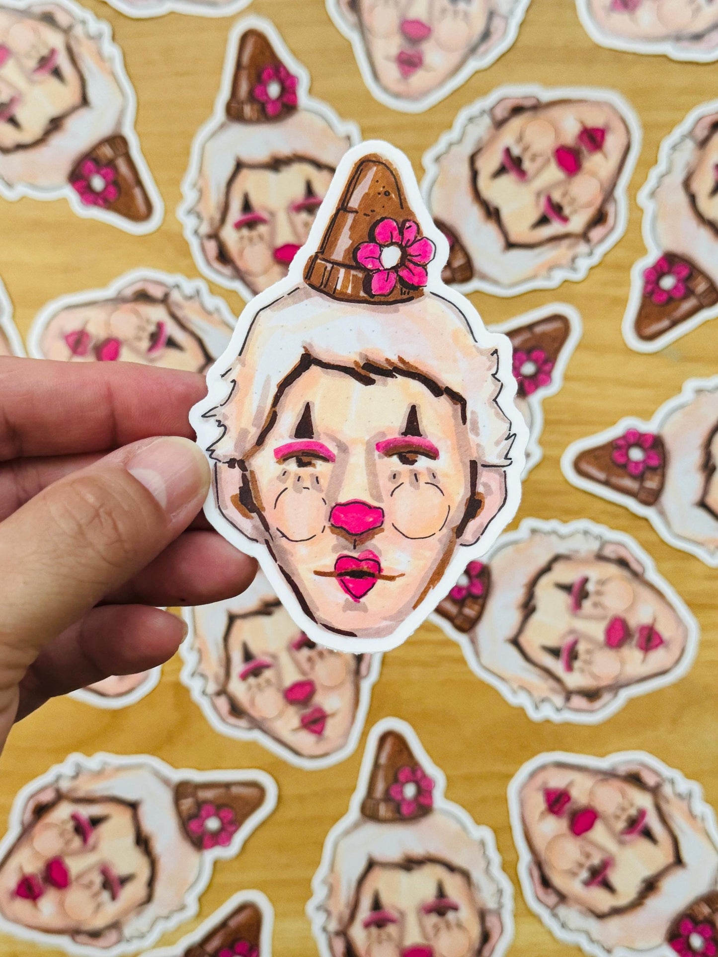 Pretty Clown Artist Decal | Waterproof Weatherproof | Sticker from Artist Drawings