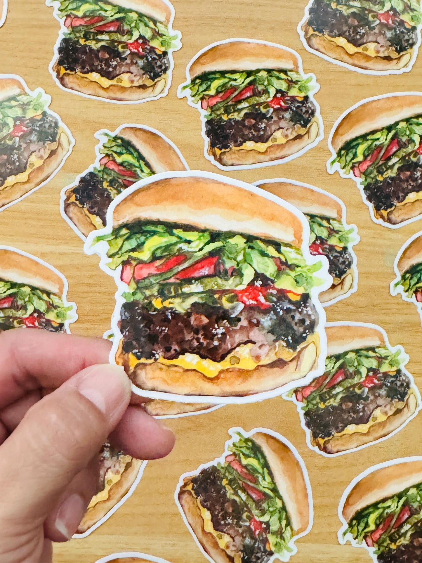 Big Burger Artist Decal | Waterproof Weatherproof | Foodie Burger lover Stickers