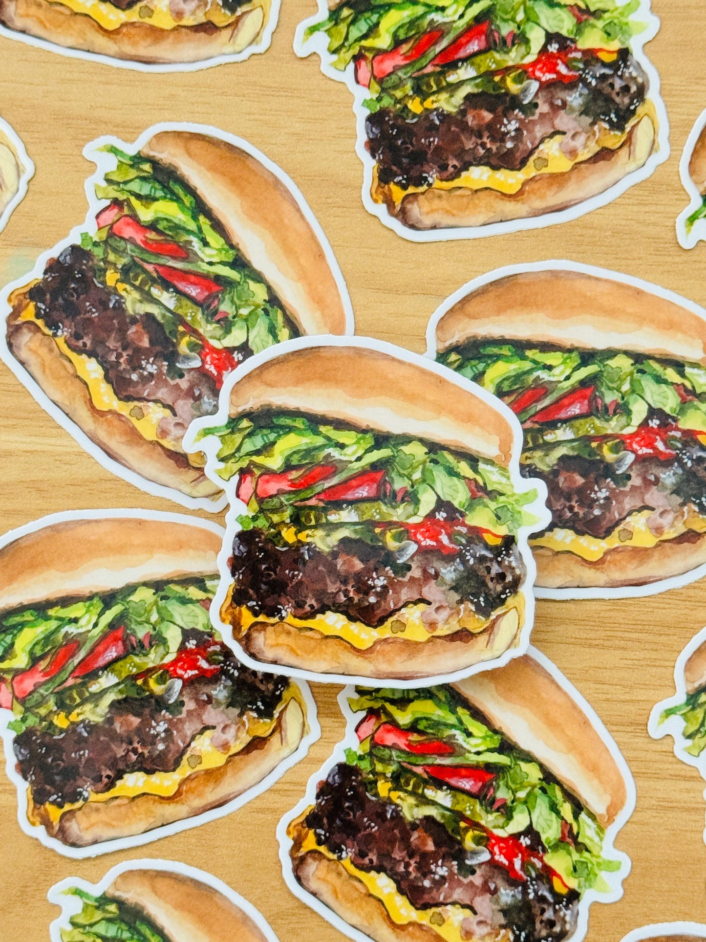 Big Burger Artist Decal | Waterproof Weatherproof | Foodie Burger lover Stickers