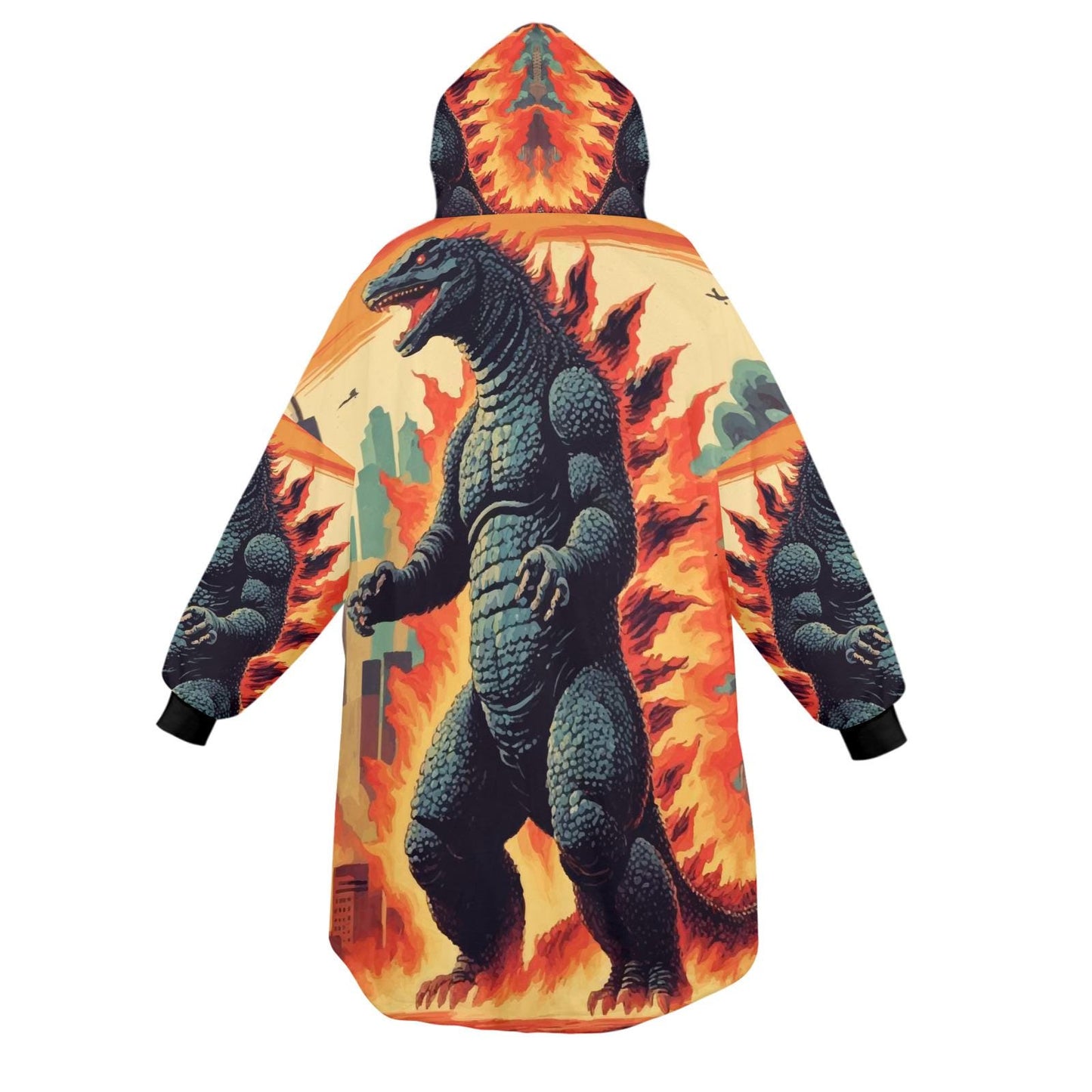 Godzilla Blanket Hoodie Retro Kaiju Comics Personalized Blanket