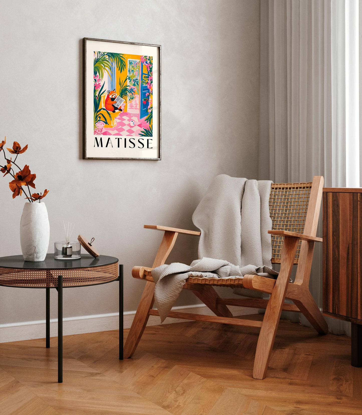 Red panda on a toilet, Funny bathroom wall art, Matisse print, Dopamine decor