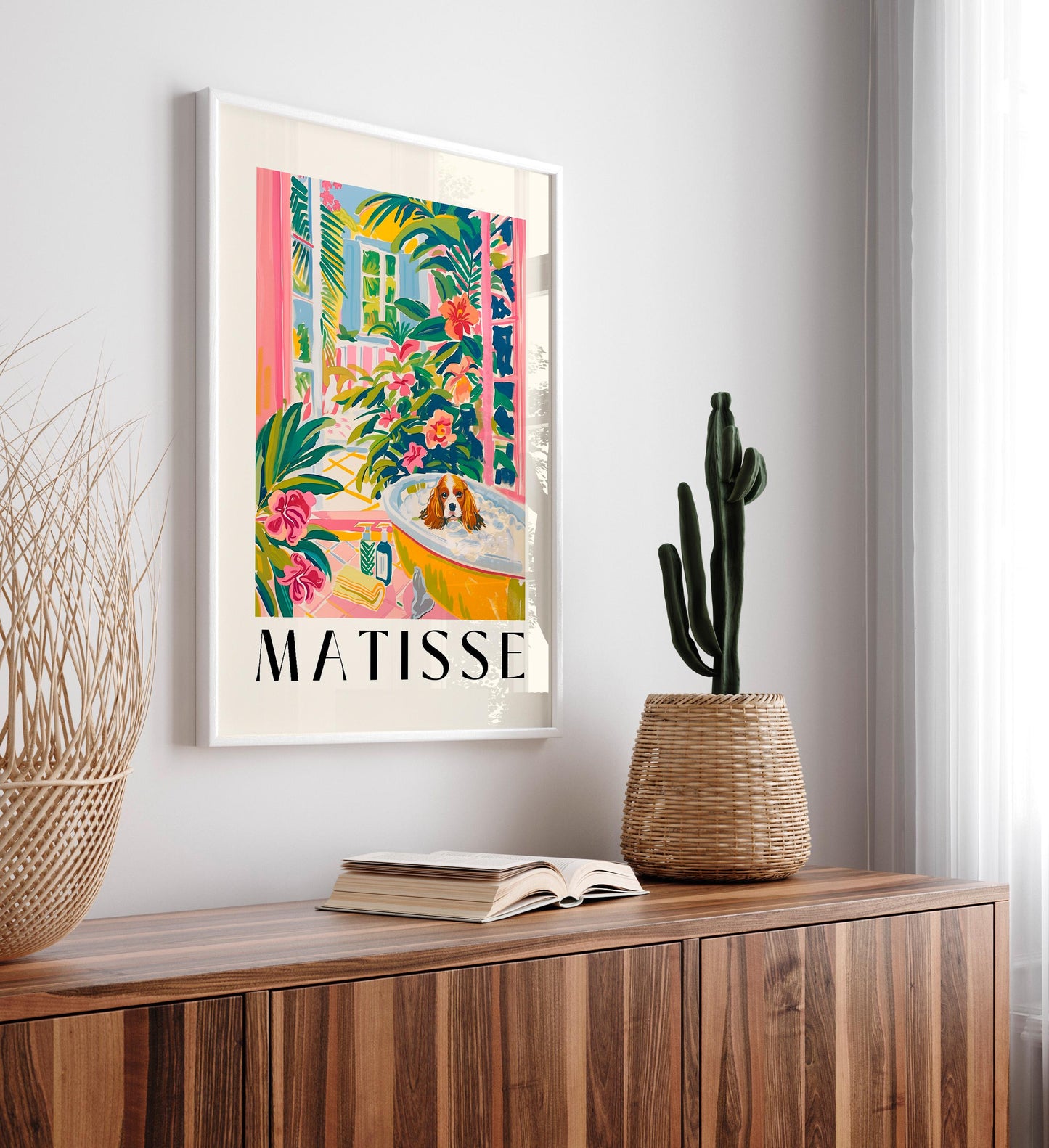 Matisse Style Cavalier King Charles Spaniel Bath Art Print