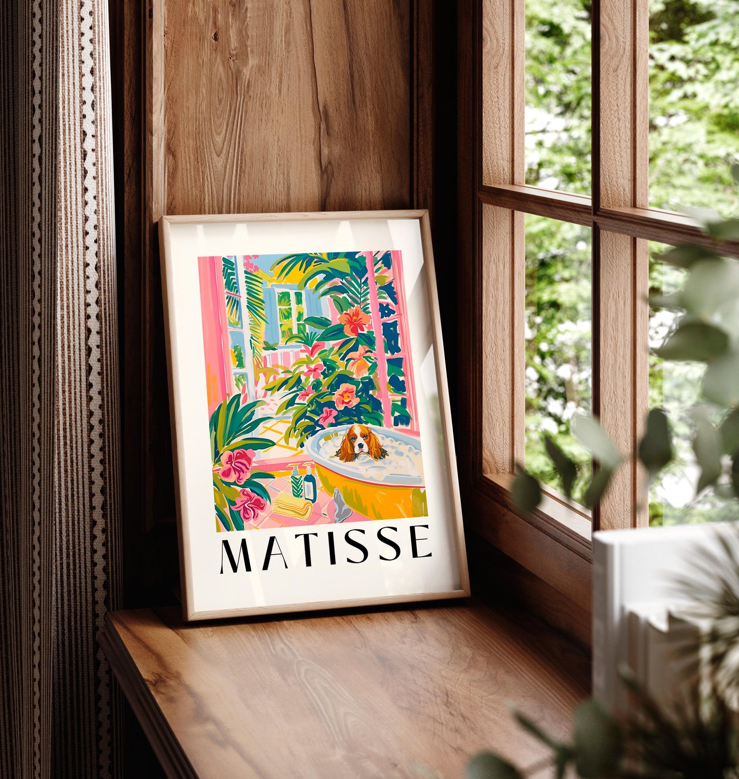 Matisse Style Cavalier King Charles Spaniel Bath Art Print