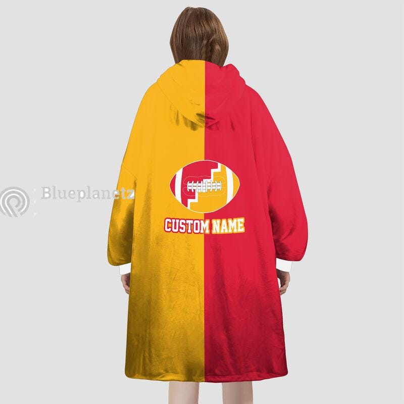 Custom Football Team Hoodies Blanket, Personalized Wearable Hoodies Blanket, Custom Team Name Helmet Oversized Blanket, Football Fan's Gift