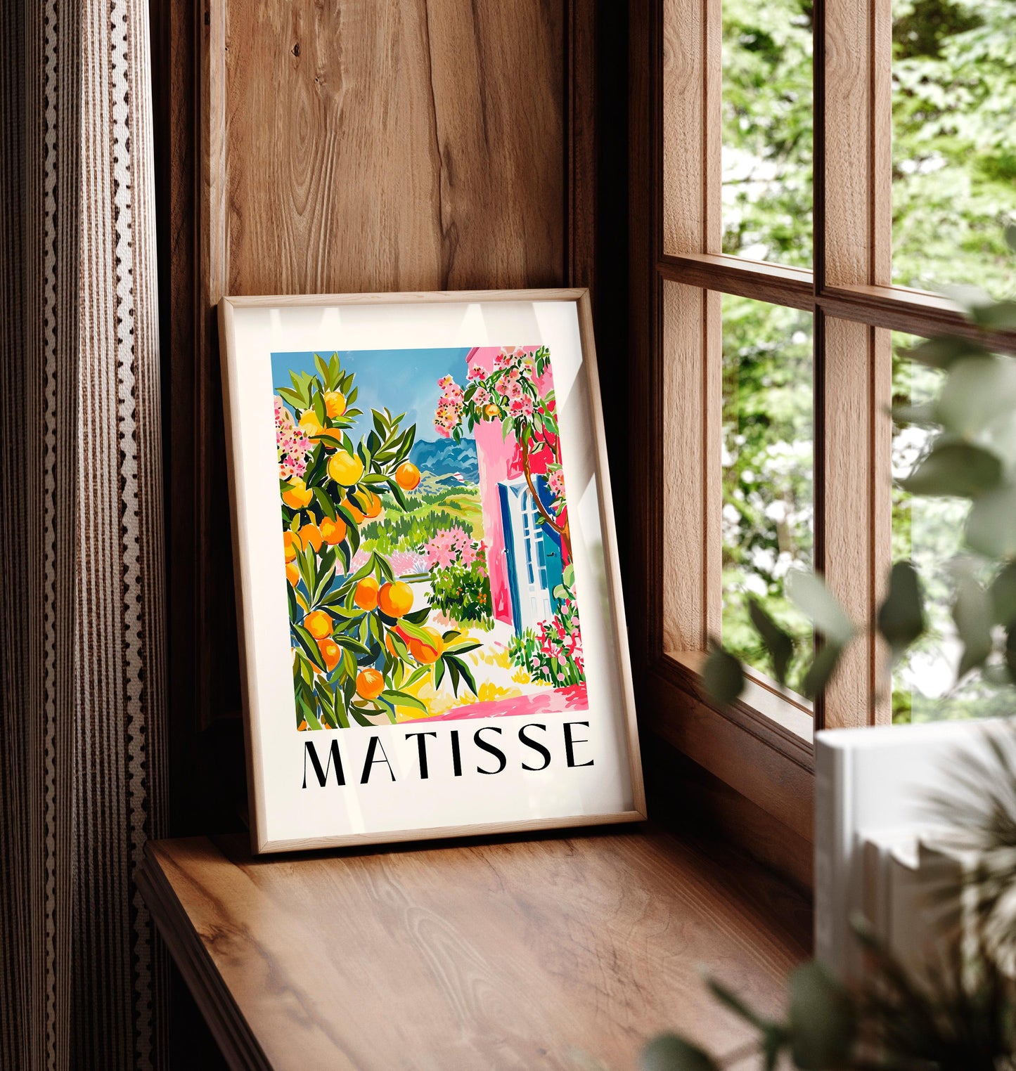 Spanish oranges poster, Mid century modern, Matisse art print, Pink dopamine decor, Travel poster