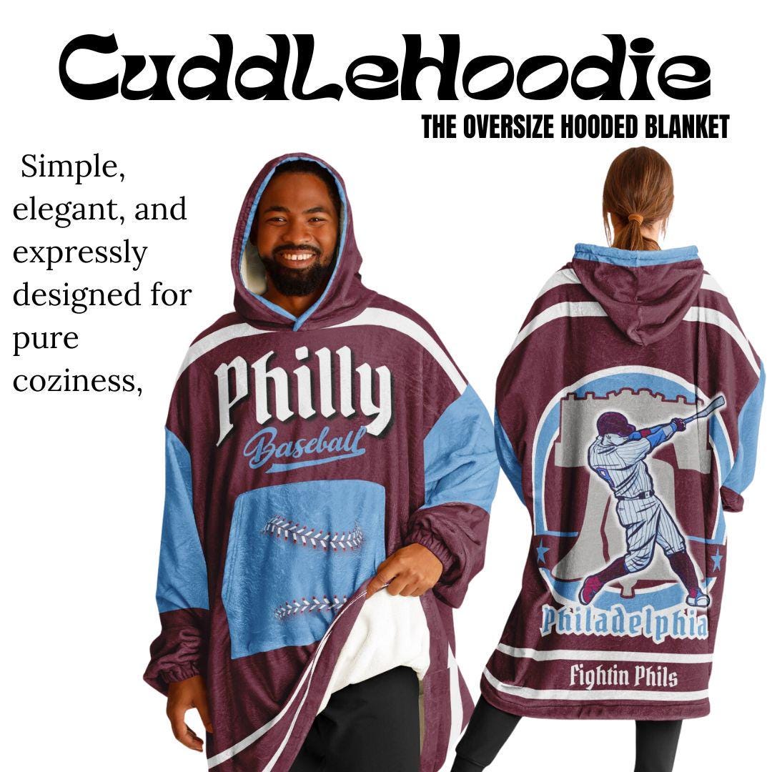 Philly Baseball Retro Maroon Cuddle Hoodie Blanket