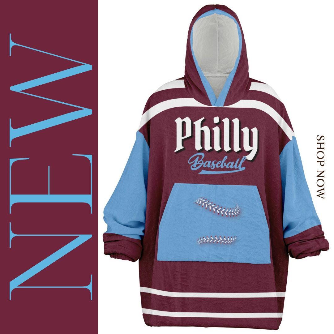 Philly Baseball Retro Maroon Cuddle Hoodie Blanket