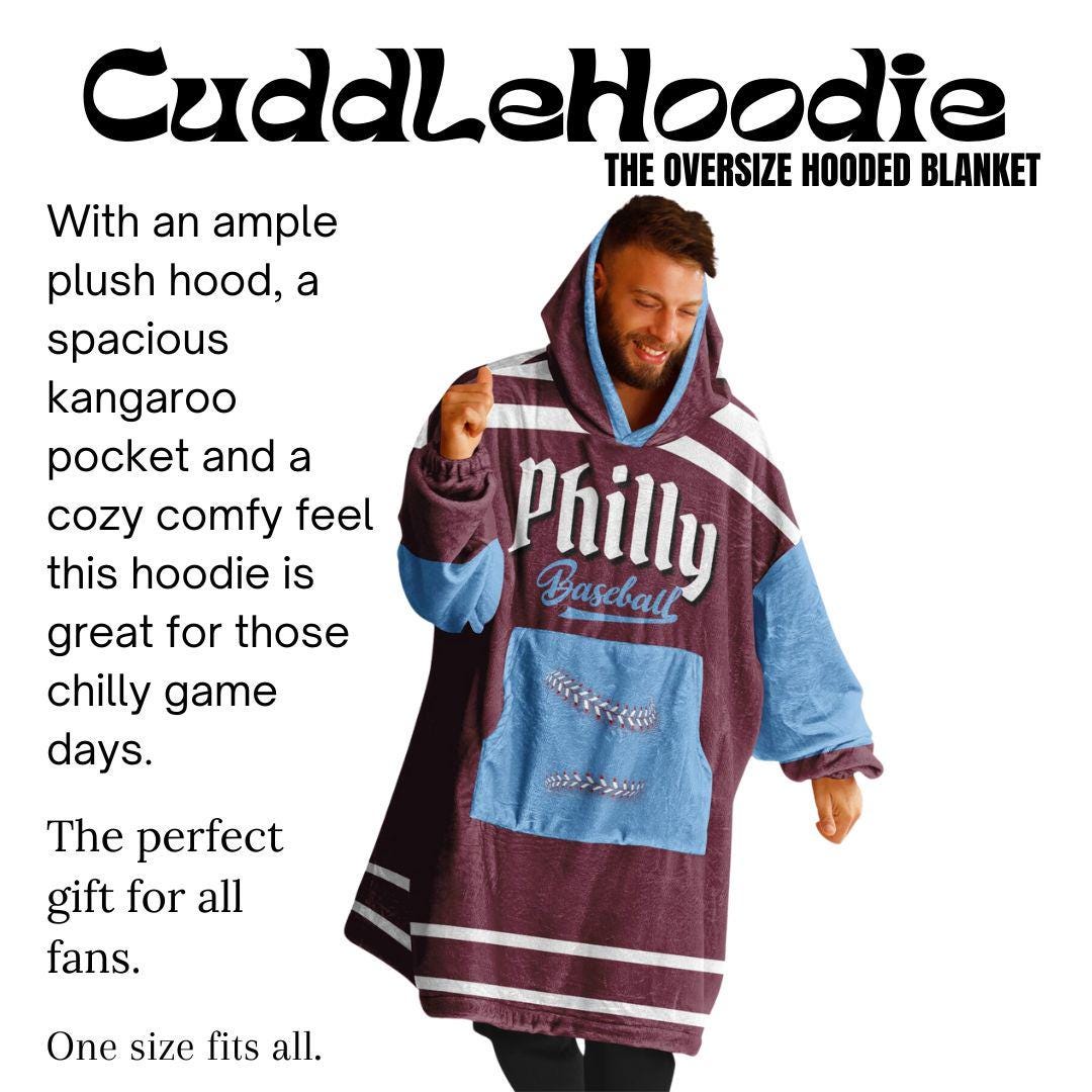 Philly Baseball Retro Maroon Cuddle Hoodie Blanket