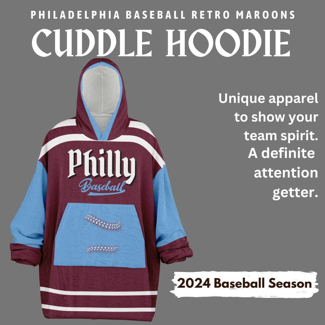 Philly Baseball Retro Maroon Cuddle Hoodie Blanket