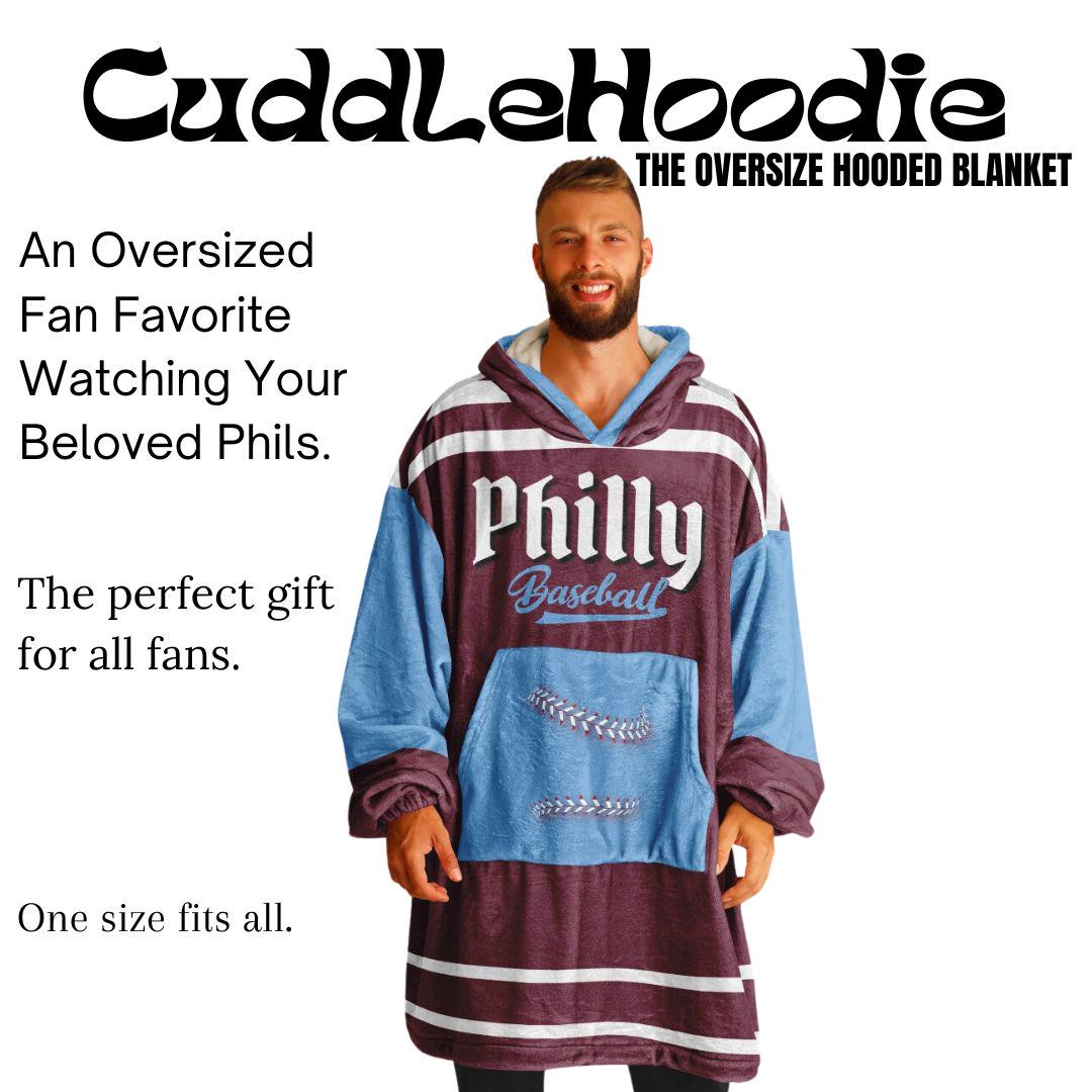 Philly Baseball Retro Maroon Cuddle Hoodie Blanket