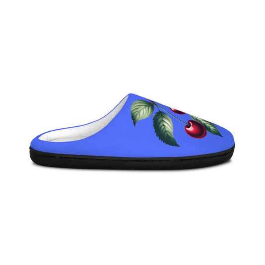 Women'sSlippers CornflowerBlue IndoorSlippers w/ Fruitful Cherry Design Cozy HouseShoes for Homely Comfort Fruit Cherry Slippers Giftfor Her