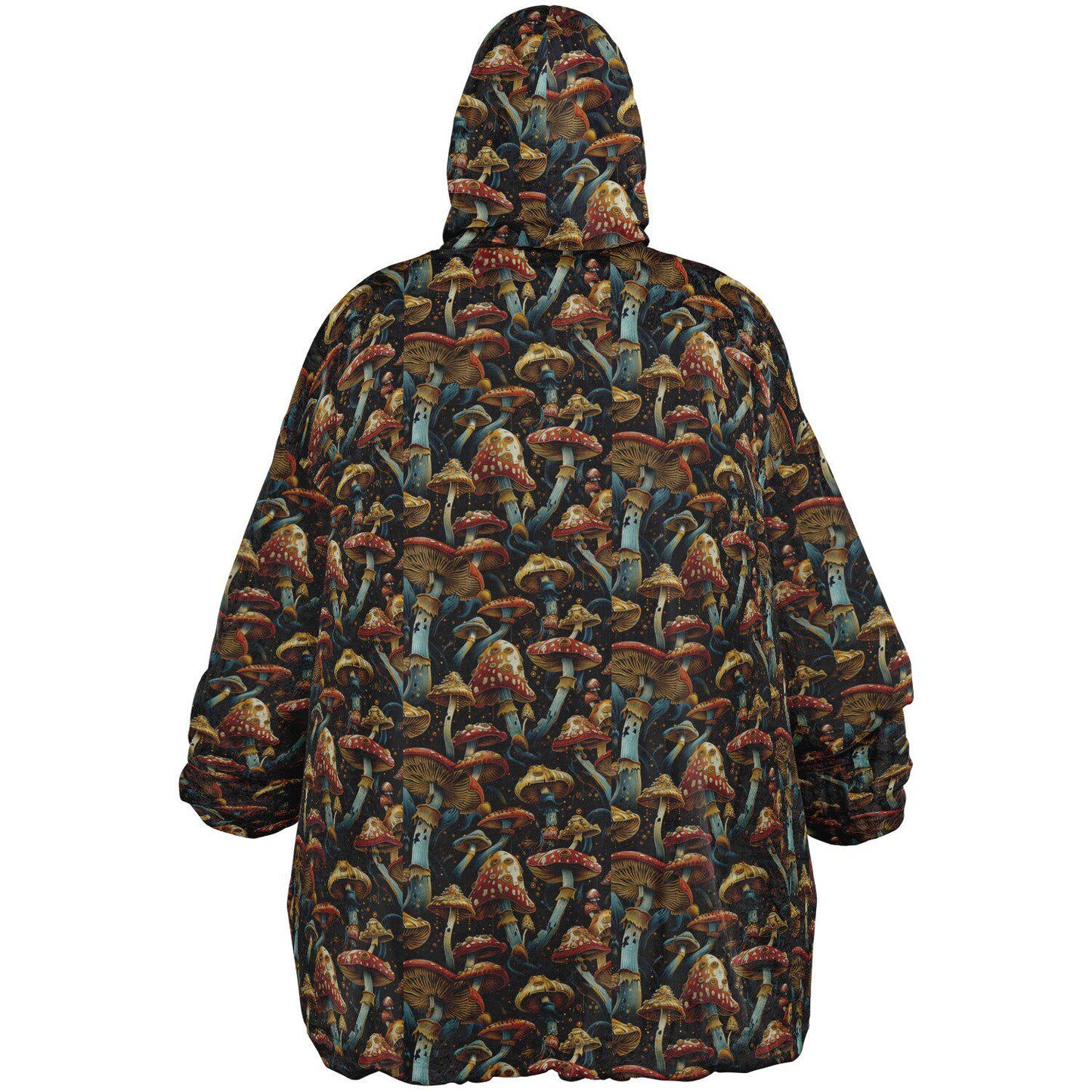 Psychedelic Trippy  Magic Mushrooms Reversible Snug Hoodie, Pullover Hood Blanket Sleeves, Lounge Wear, Novelty Birthday Christmas Gifts
