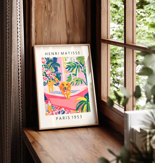 Matisse Dachshund Art Print: Funny Bathroom Decor