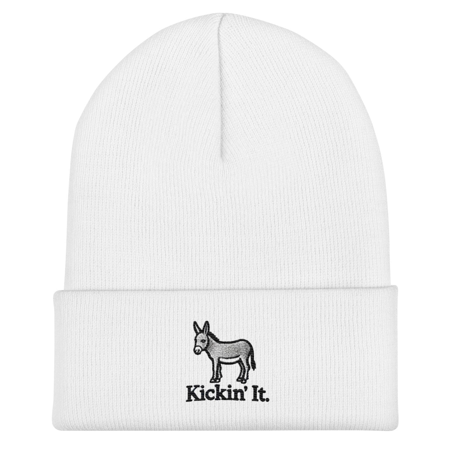 Embroidered "Kicken It" Cuffed Beanie Funny Humor Hat Wildlife Camping Hiking