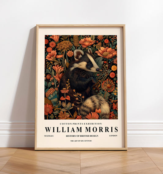 William Morris Skunk Print: Botanical Cottagecore Wall Art
