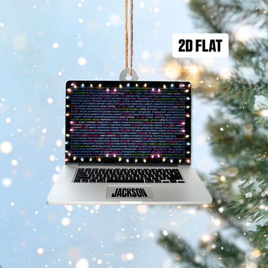 Personalized Computer Programmer 2D Flat Ornament, Coder Manager Christmas Ornament, Programmer Ornament, Gift For Computer Programmer