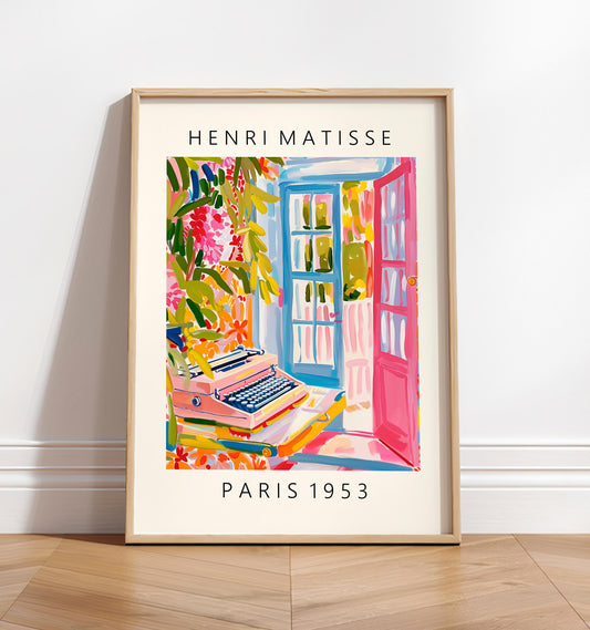 Typewriter poster, Dopamine decor, Maximalist wall art, Bookish print, Gift for writer