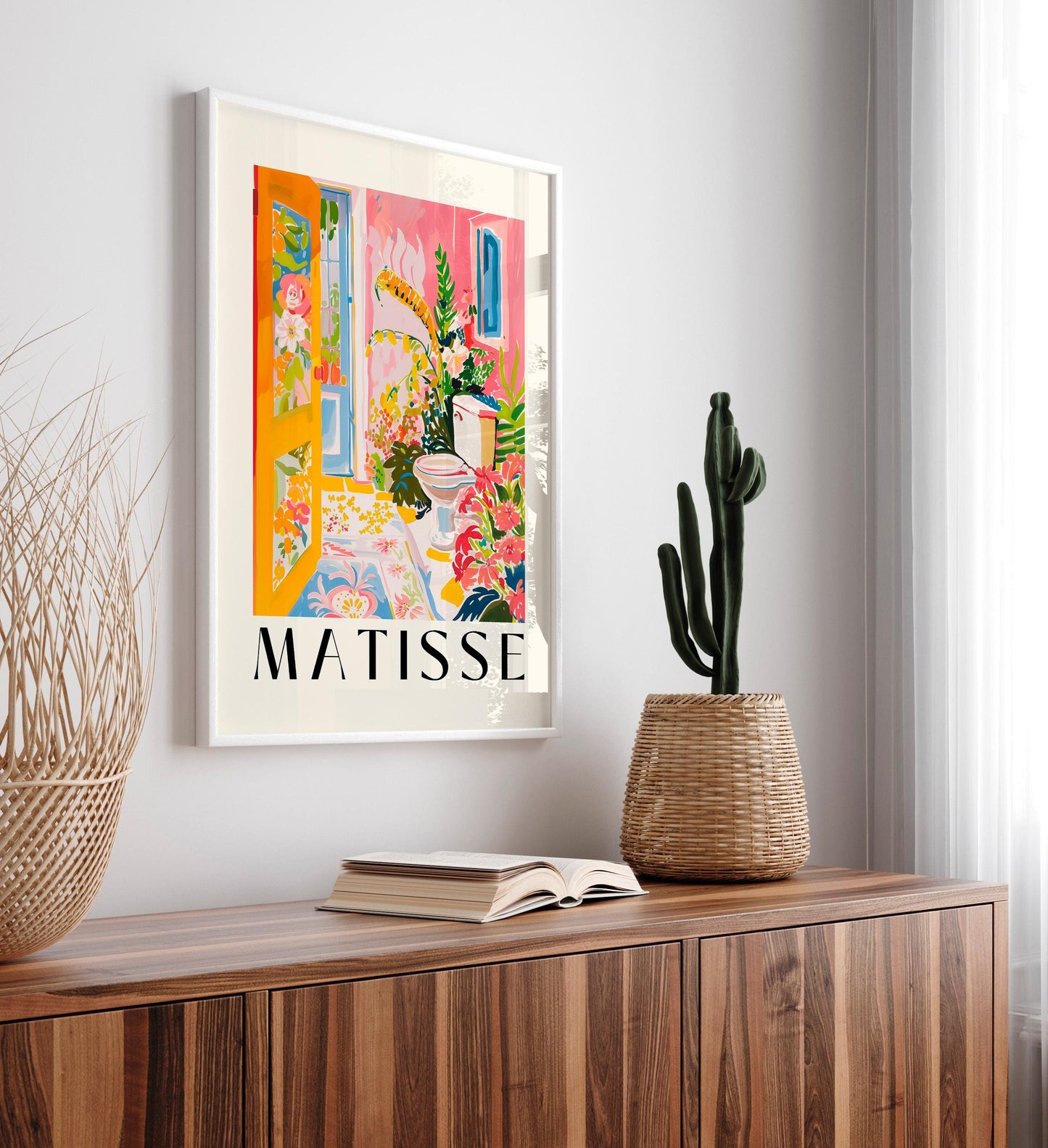 Matisse Inspired Bathroom Art Print: Tropical Pink Decor
