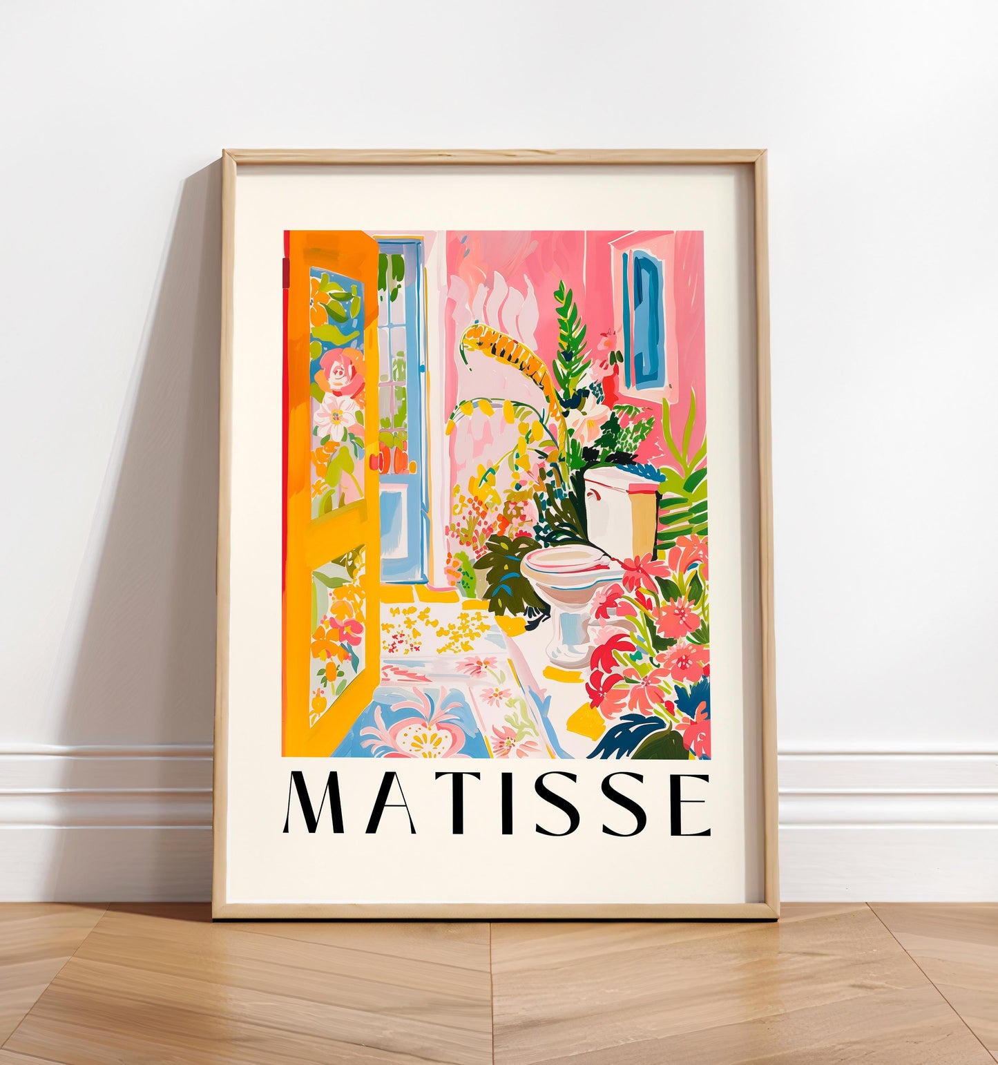 Matisse Inspired Bathroom Art Print: Tropical Pink Decor