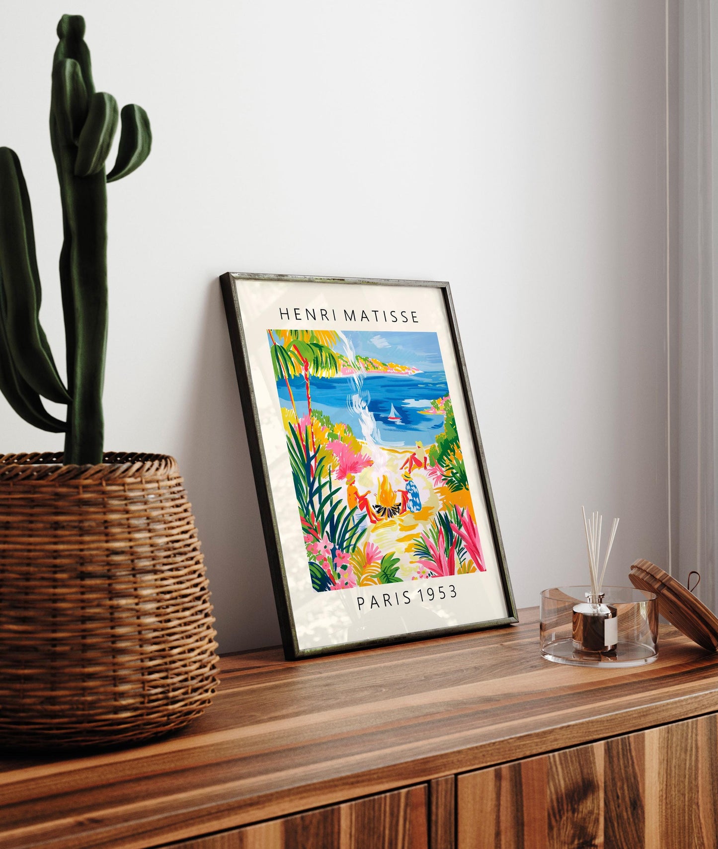 Matisse Style Beach Print: Tropical Women at Campfire Wall Art