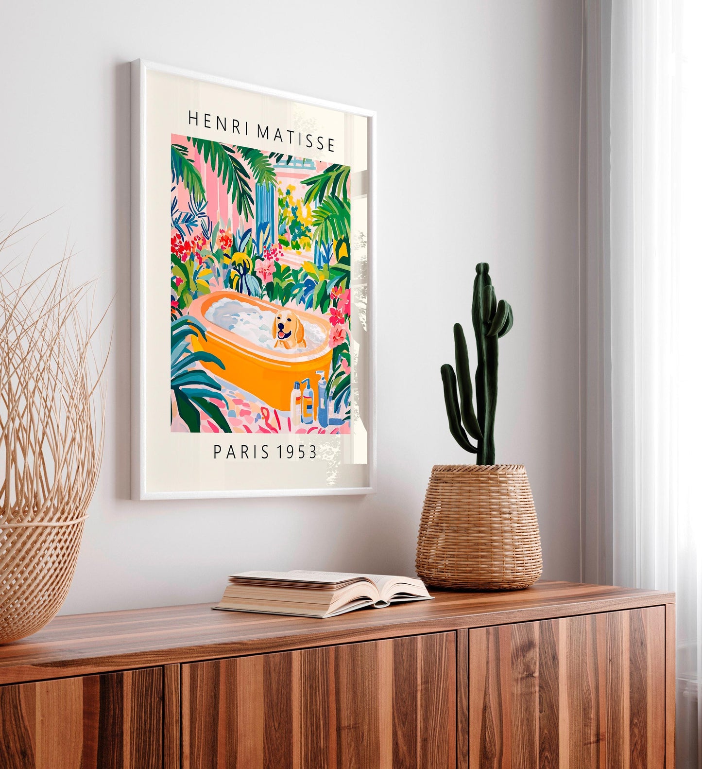 Labrador Bathroom Art Print: Matisse Style Dog Poster