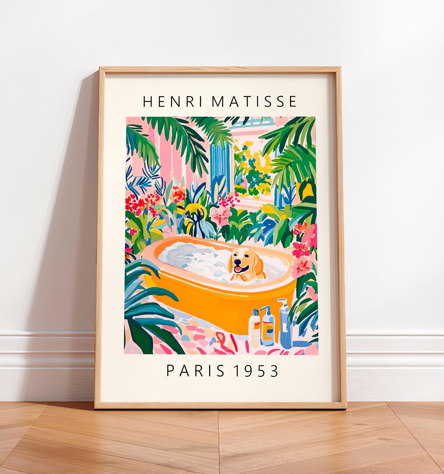 Labrador Bathroom Art Print: Matisse Style Dog Poster