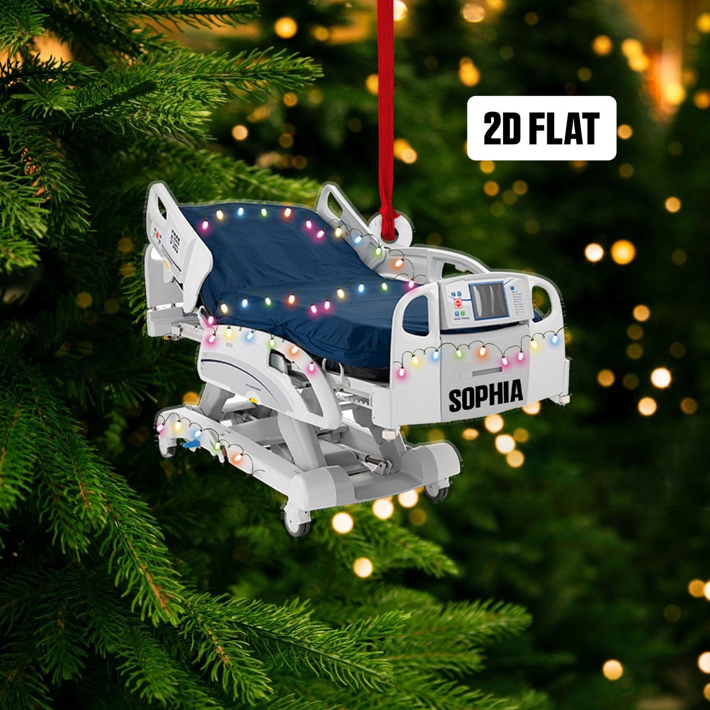 Personalized Corporation Stretcher Patient Ornament, Surgery Medicine Hospital Bed Intensive Care Unit Xmas Ornament, Hospital Bed Ornament