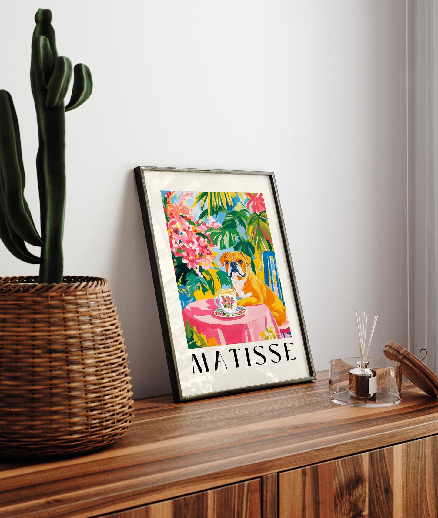 English Bulldog Coffee Print: Matisse Style Kitchen Wall Art