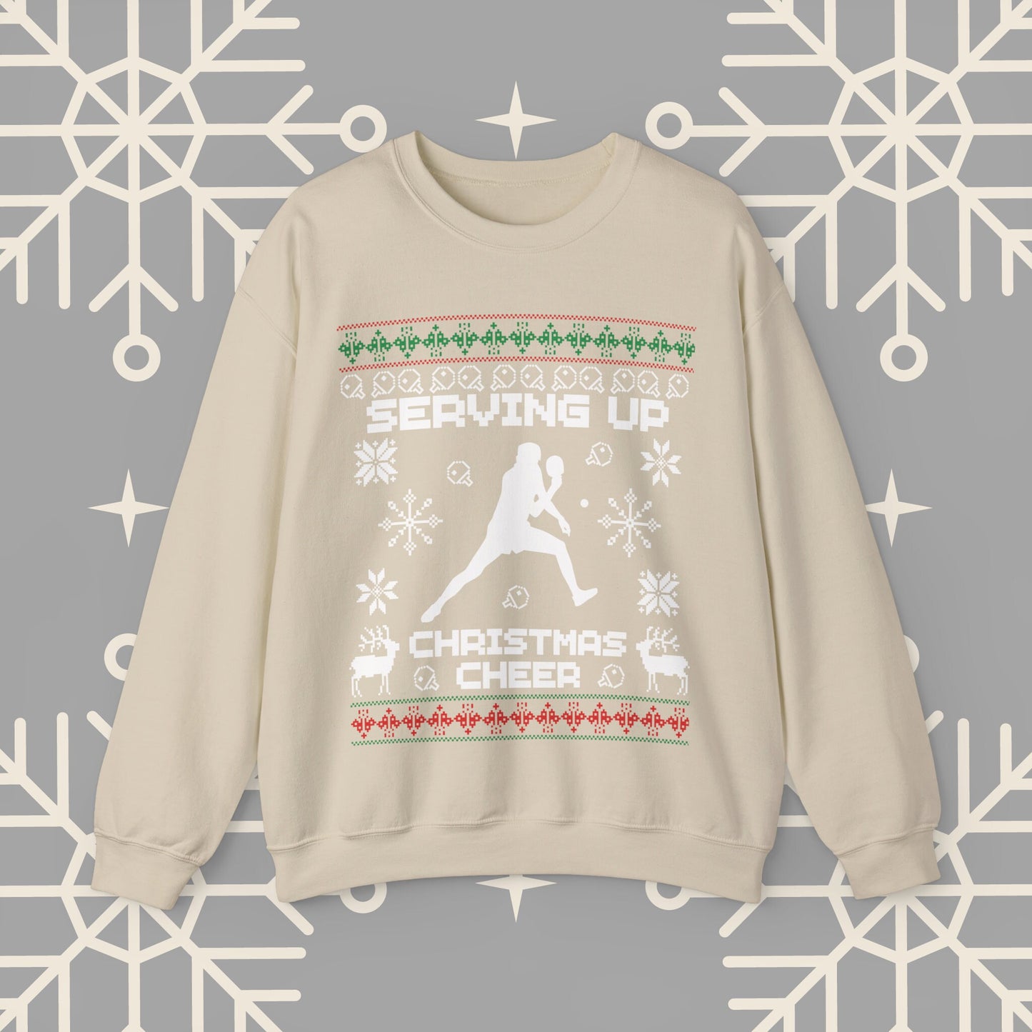 Ping Pong Ugly Christmas , Serving Up Christmas Cheer Sweatshirt, Table Tennis Holiday Jumper, Ping Pong Gifts