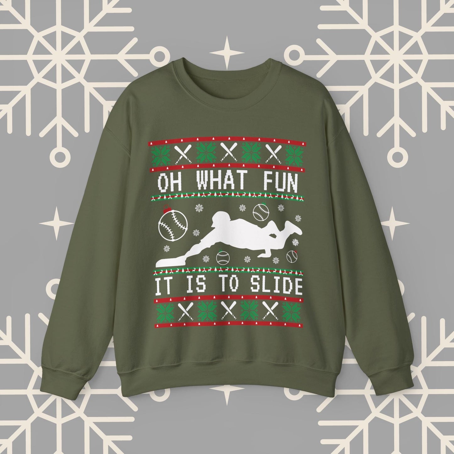 Baseball Ugly Christmas , Oh What Fun It Is To Slide Funny Baseball Sweatshirt, Christmas Party, Gift for Baseball Player