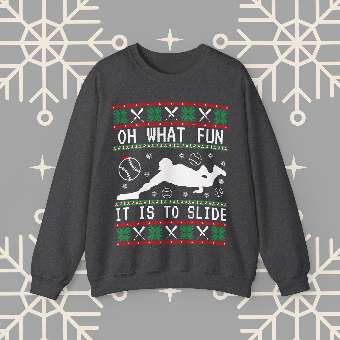 Baseball Ugly Christmas , Oh What Fun It Is To Slide Funny Baseball Sweatshirt, Christmas Party, Gift for Baseball Player