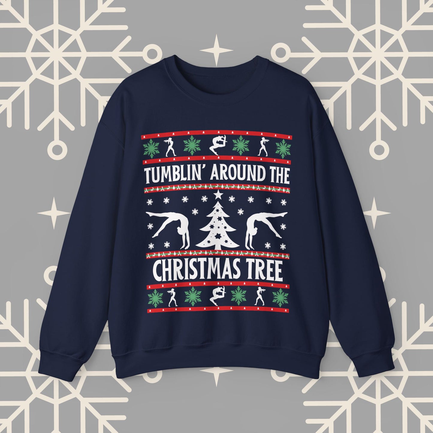 Gymnastics Ugly Christmas : Tumbling Around the Christmas Tree Gymnast Sweatshirt
